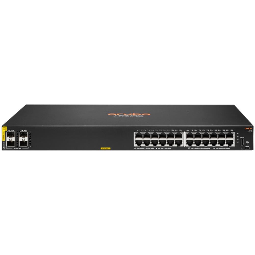 Switch di Rete Aruba 6100 24G Class4 PoE 4SFP+ 370W Gestito 24 Porte Ethernet RJ-45 (10/100/1000) 1U Colore Nero - Foto 1