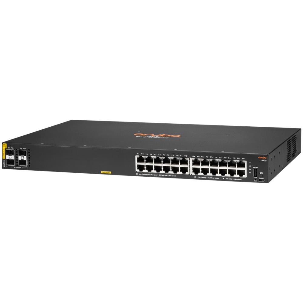 Switch di Rete Aruba 6100 24G Class4 PoE 4SFP+ 370W Gestito 24 Porte Ethernet RJ-45 (10/100/1000) 1U Colore Nero - Foto 2