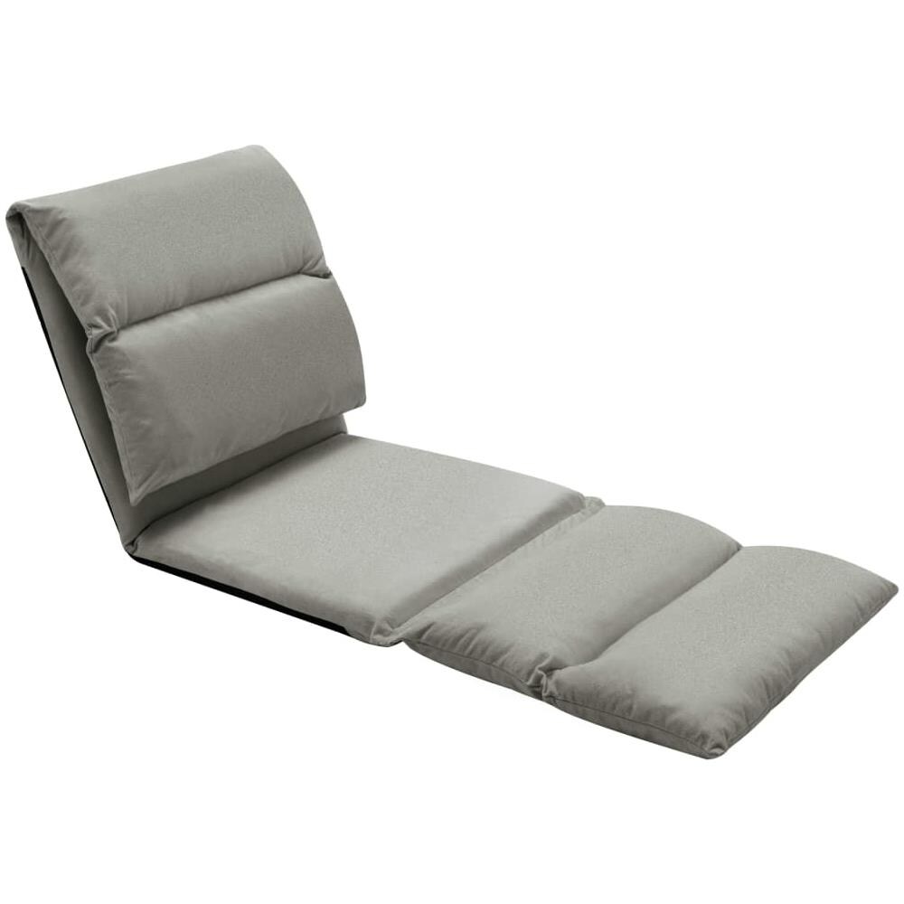 Sedia a Sdraio da Terra Pieghevole Grigio Scuro in Microfibra - Foto 2
