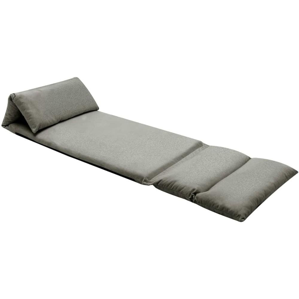 Sedia a Sdraio da Terra Pieghevole Grigio Scuro in Microfibra - Foto 1