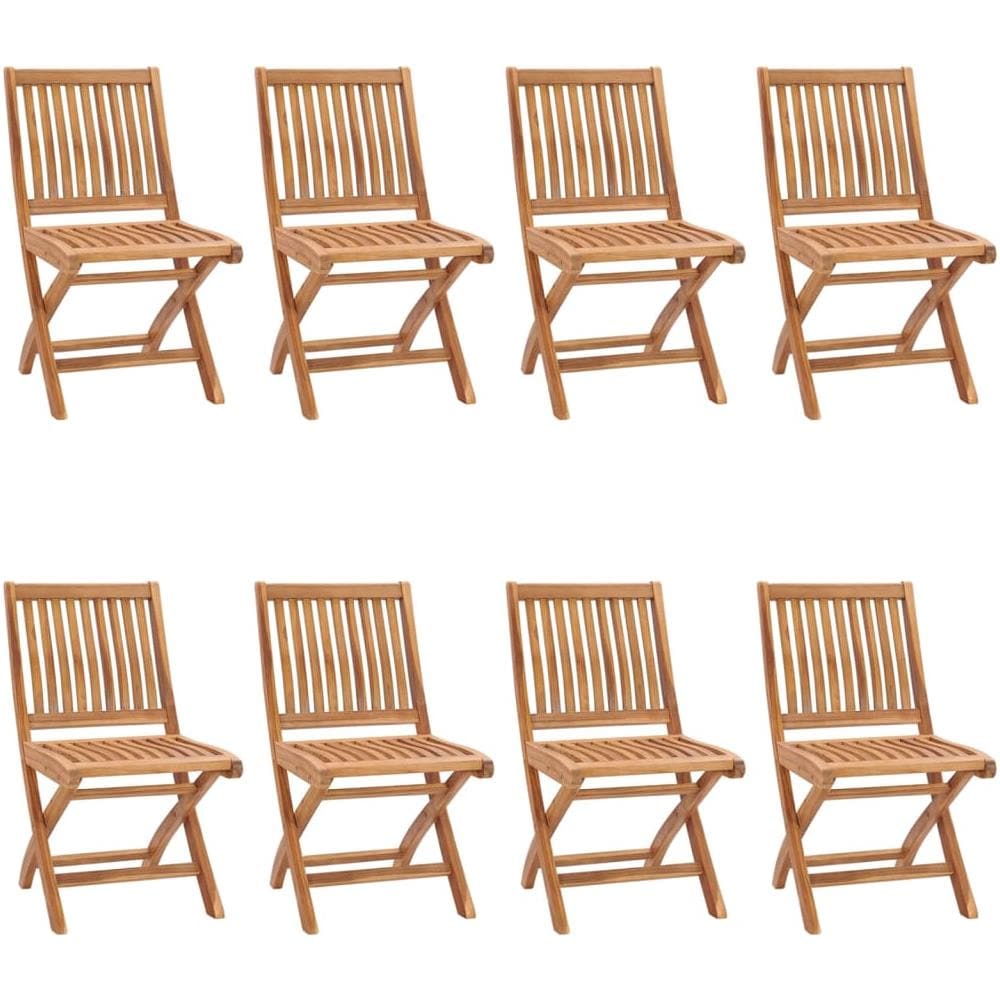 Sedie da Giardino Pieghevoli con Cuscini 8 pz Massello di Teak - Foto 2