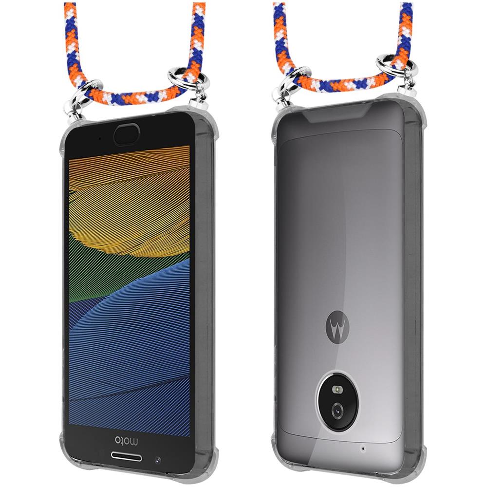 Catena Di Telefoni Cellulari Compatibile Con Motorola Moto G5 In Arancio Blu Bianco - Coperchio Protettivo In Silicone Con Anelli D'argento, Cinturino In Corda E Custodia Staccabile - Foto 8
