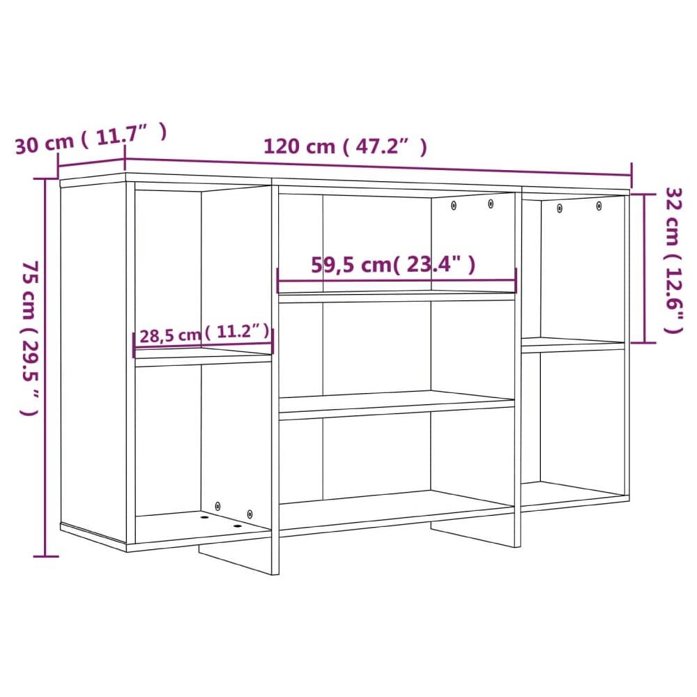 Credenza Bianca 120x30x75 cm in Legno Multistrato - Foto 2