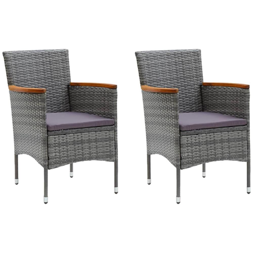 Set Da Pranzo Per Giardino 3 Pz Con Cuscini Polyrattan Grigio - Foto 3