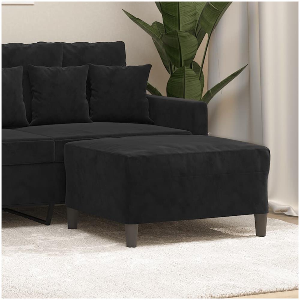 Poggiapiedi Nero 70x55x41 Cm In Velluto - Foto 1