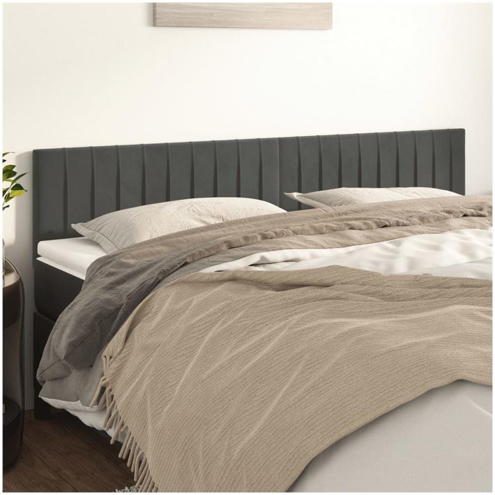 Testiere 2 Pz Grigio Scuro 100x5x78/88 Cm In Velluto - Foto 1