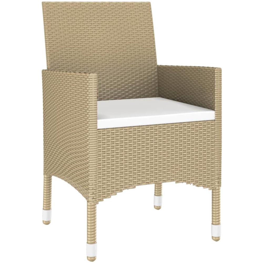 Set Da Pranzo Giardino 7 Pz Polyrattan E Vetro Temperato Beige - Foto 1