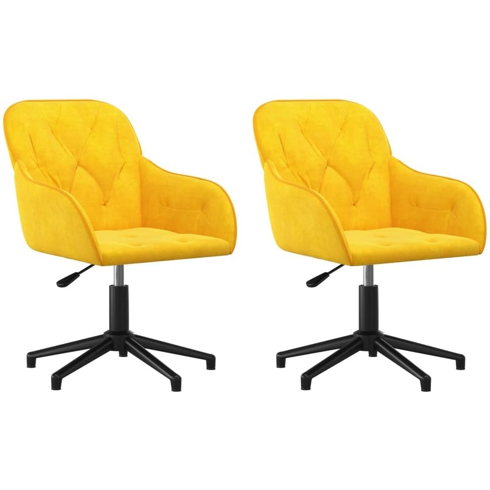 Sedie Da Pranzo Girevoli 2 Pz Gialle In Velluto - Foto 2