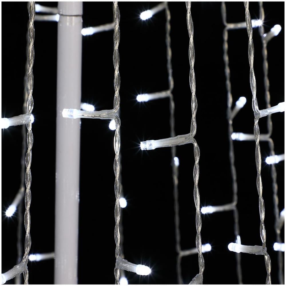 Albero Natale Luminoso 224cm 592 Led Bianco Freddo 8 Giochi Luce Metallo Esterno - Foto 2