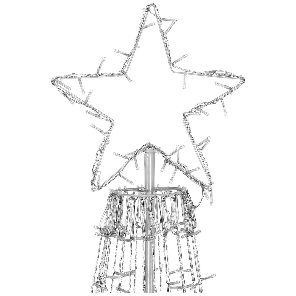 Albero Natale Luminoso 224cm 592 Led Bianco Freddo 8 Giochi Luce Metallo Esterno - Foto 5