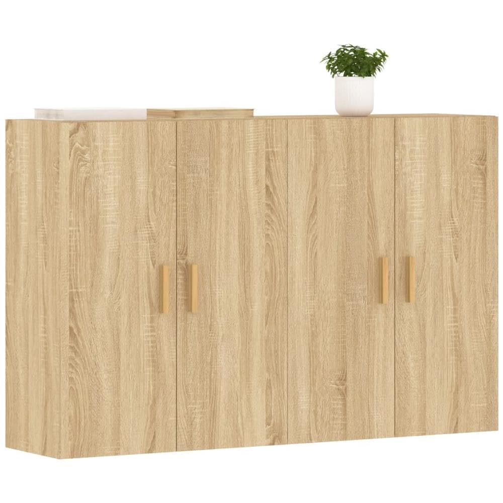 Armadietti A Parete 2 Pz Rovere Sonoma In Legno Multistrato - Foto 3