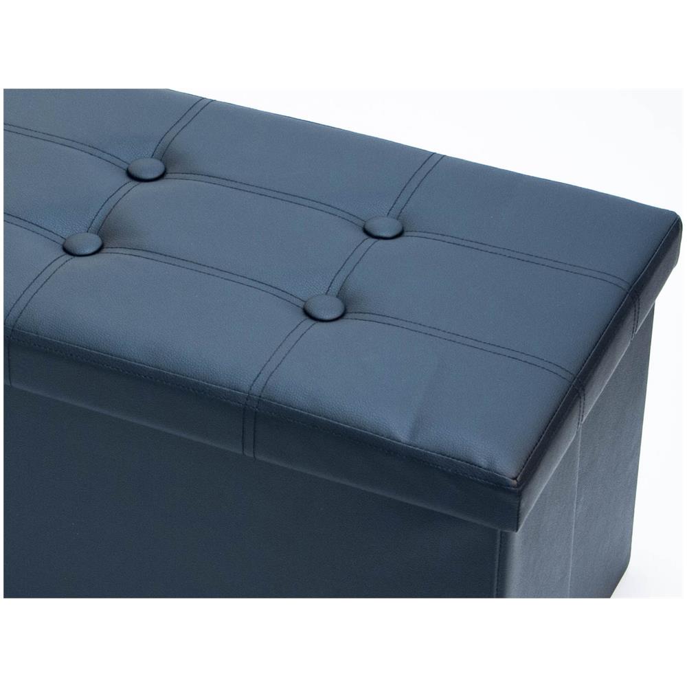 Pouf Contenitore Imbottito Pieghevole In Ecopelle Modello Double Colore Nero - Foto 2