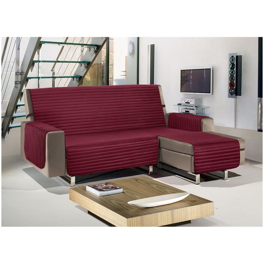 Copridivano Con Penisola Sof&agrave; Cover Trapuntato Antimacchia Double Face 240cm Bordeaux - Foto 1