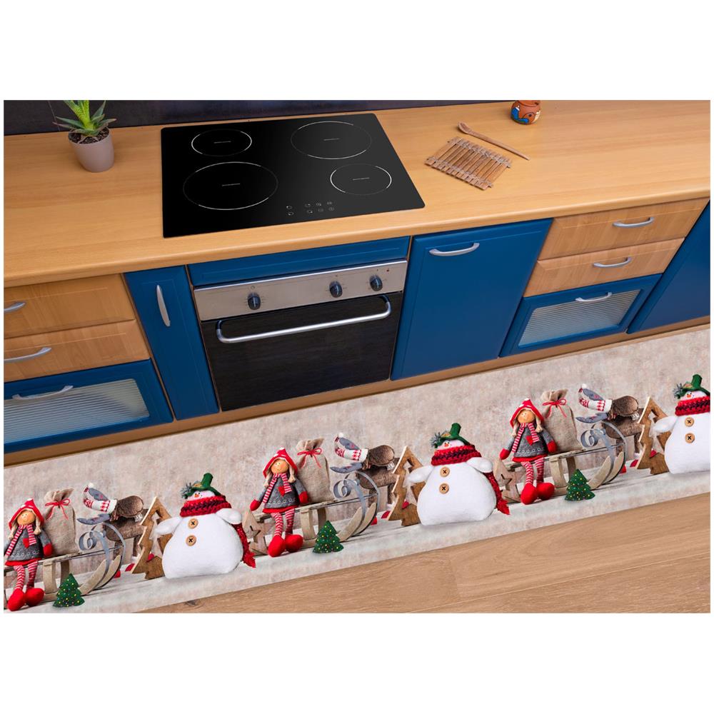 Tappeto Passatoia Cucina Antiscivolo Sottolavello Digitale Dis Natale Inverno 50x320 Bambolina Slitta - Foto 1