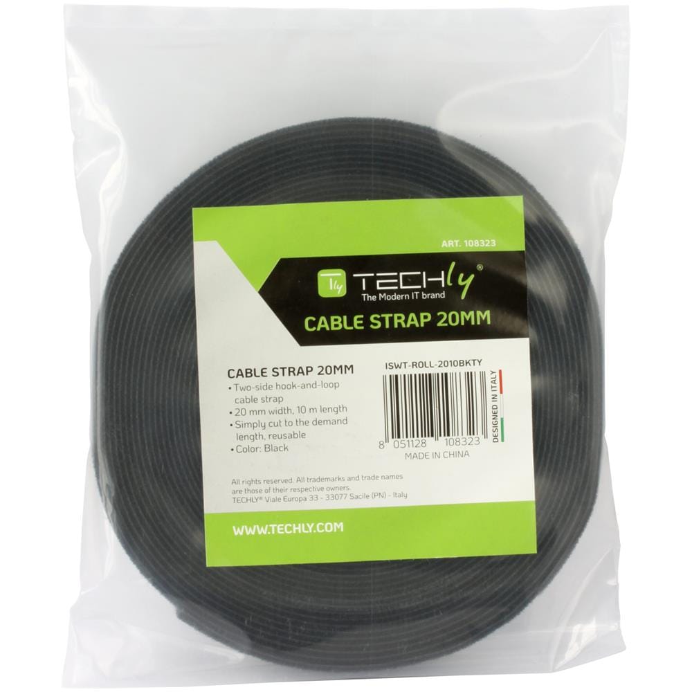 Rotolo Di Velcro Gestione Cavi Lunghezza 10m Larghezza 20mm Nero - Foto 2