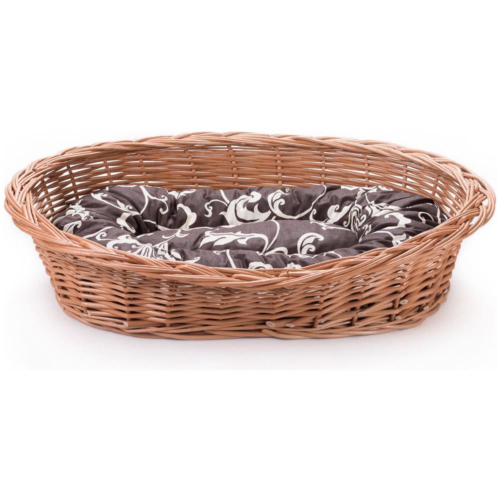 Letto Vimini Gatti Cani Animali Domestici. Cestino Taglia 4. Cuscino Marrone Con Motivo Floreale - Foto 2