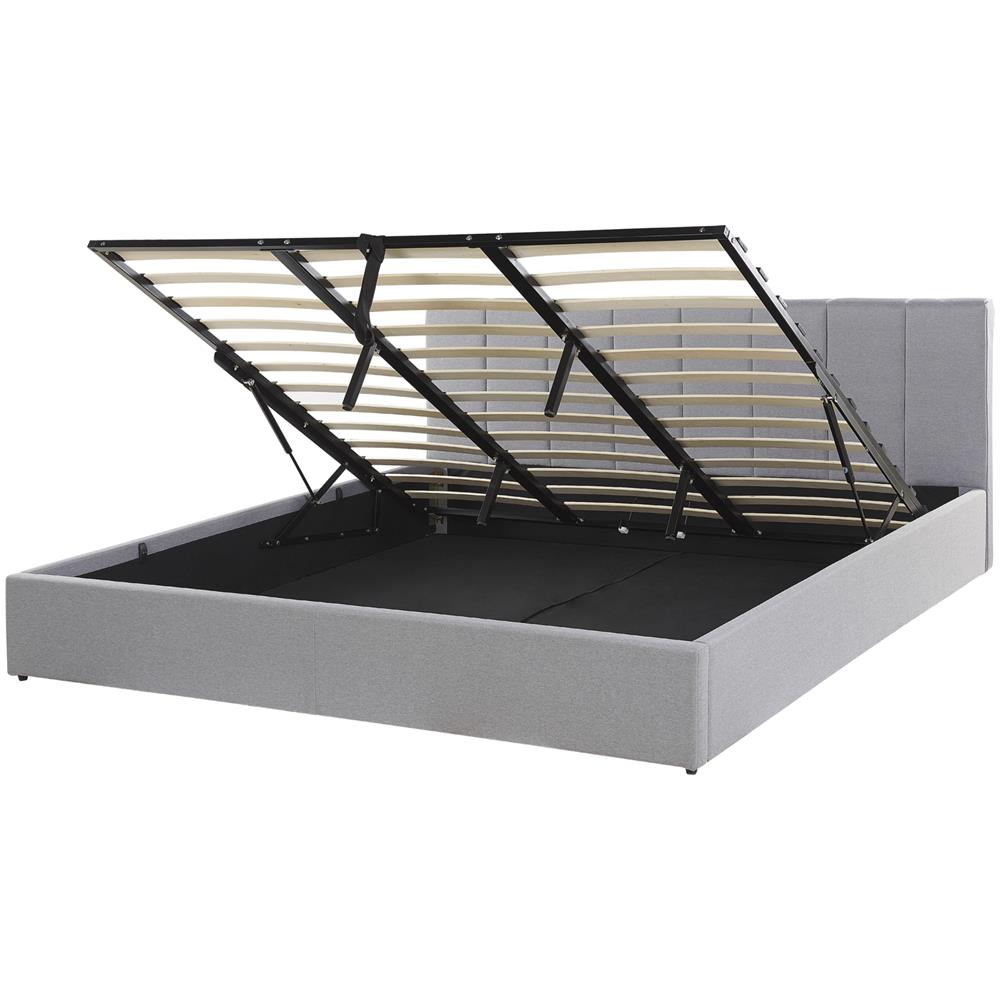 Letto Contenitore In Tessuto Grigio Chiaro 180 X 200 Cm Dreux - Foto 1