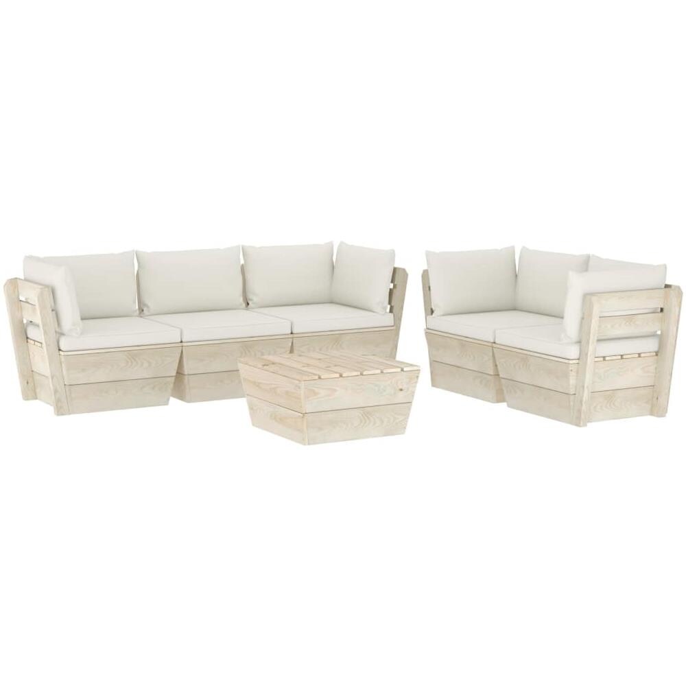 Set Divani Da Giardino Su Pallet 6 Pz Con Cuscini Legno Abete - Foto 1