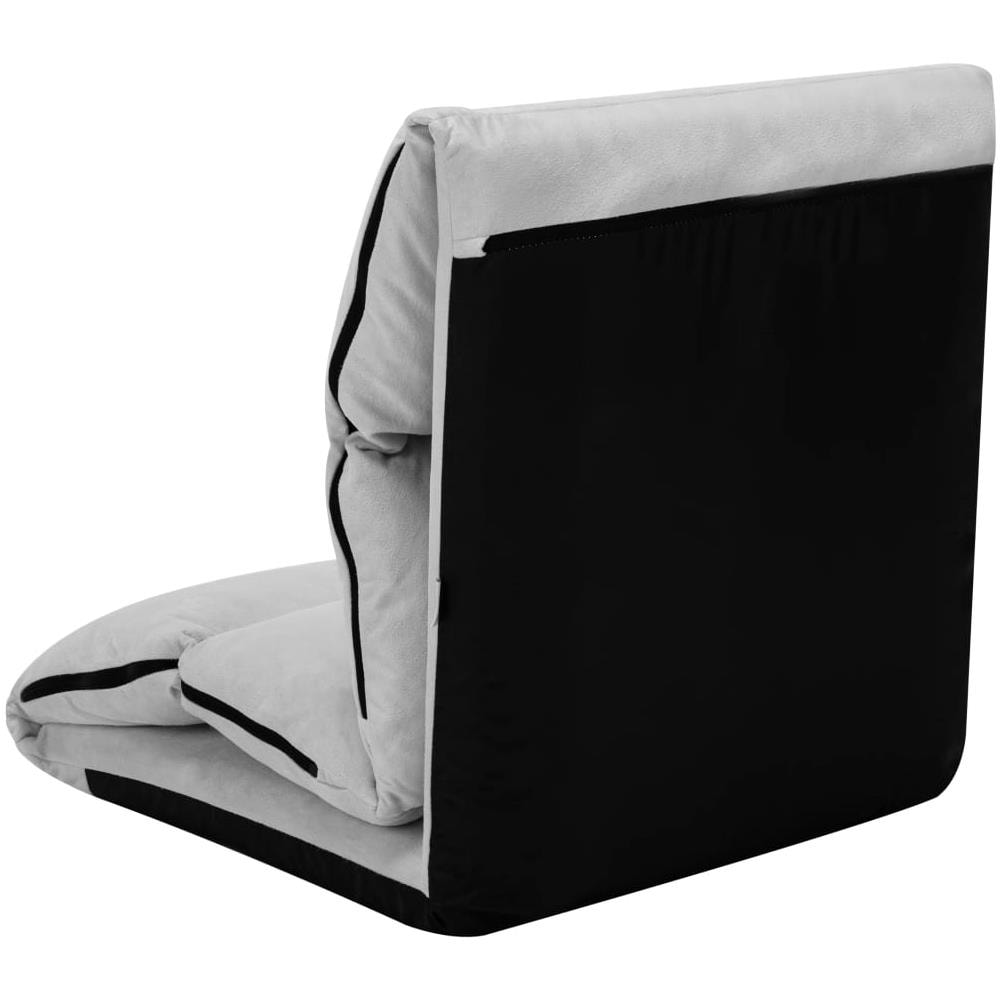 Sedia a Sdraio da Terra Pieghevole Grigio Chiaro in Microfibra - Foto 2