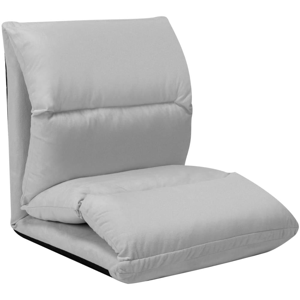 Sedia a Sdraio da Terra Pieghevole Grigio Chiaro in Microfibra - Foto 8