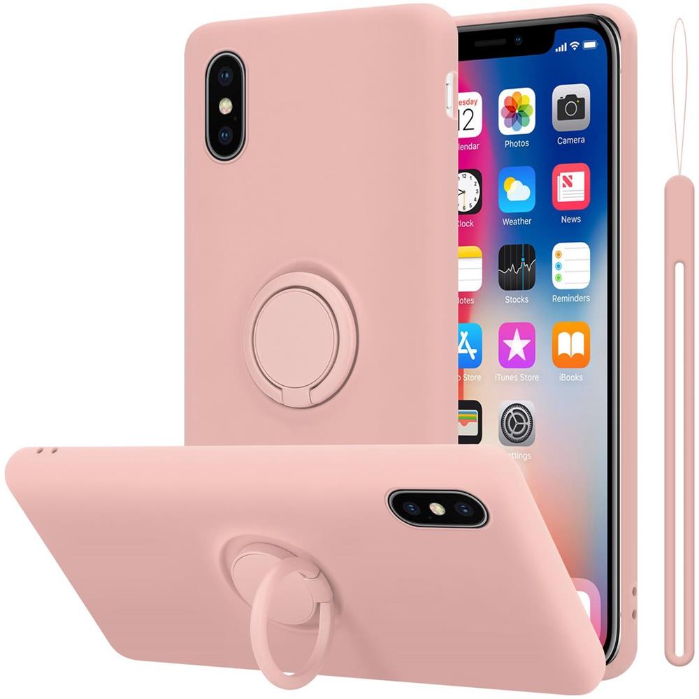 Custodia Compatibile Con Apple Iphone X / Xs In Liquid Rosa - Coperchio Protettivo In Silicone Tpu Flessibile Con Anello - Foto 1