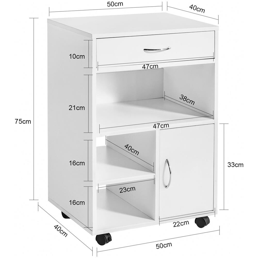 Tavolo Stampante Con Cassetto E Porta Carrello Tavolino Da Salotto Comodino Piccolo Comodino Bianco Comodini L50xp40xa75 Cm Fbt106-w - Foto 2