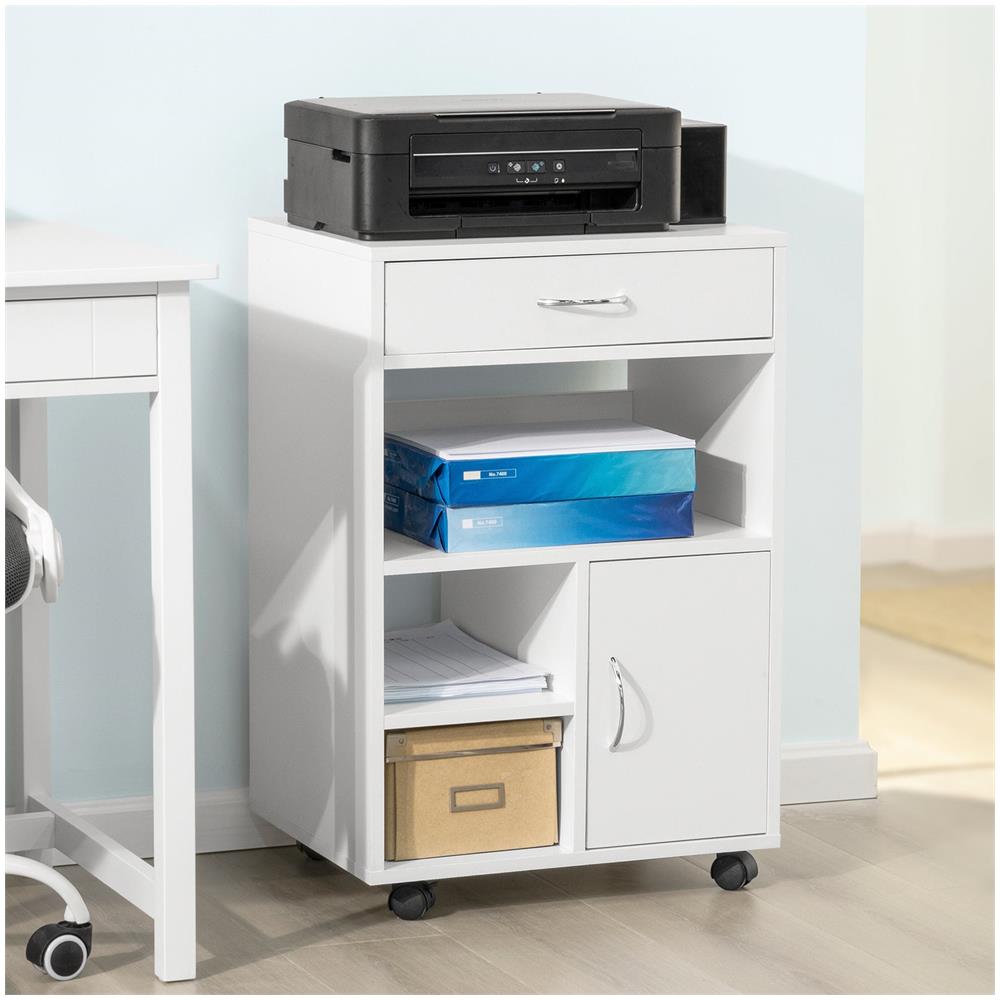 Tavolo Stampante Con Cassetto E Porta Carrello Tavolino Da Salotto Comodino Piccolo Comodino Bianco Comodini L50xp40xa75 Cm Fbt106-w - Foto 5