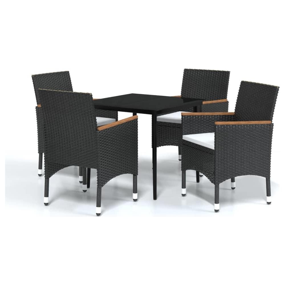 Set Di Mobili Da Pranzo Da Giardino 5 Pz Con Cuscini Nero - Foto 2