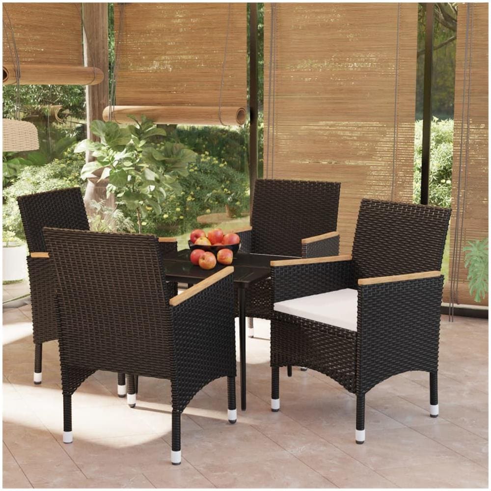 Set Di Mobili Da Pranzo Da Giardino 5 Pz Con Cuscini Nero - Foto 1