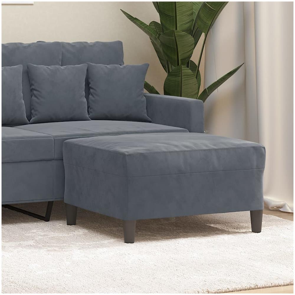 Poggiapiedi Grigio Scuro 70x55x41 Cm In Velluto - Foto 1