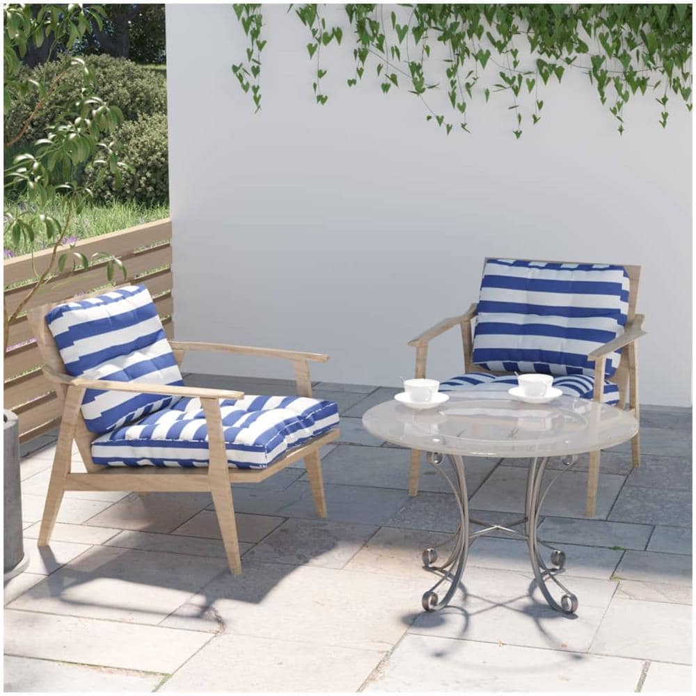 Cuscini Per Divani In Pallet 2 Pz Strisce Blu E Bianche Tessuto - Foto 1