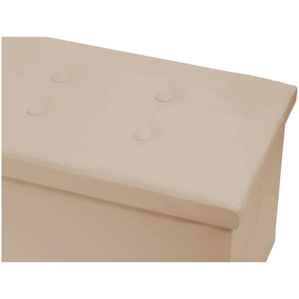 Pouf Contenitore Imbottito Pieghevole In Ecopelle Modello Double Colore Tortora - Foto 2