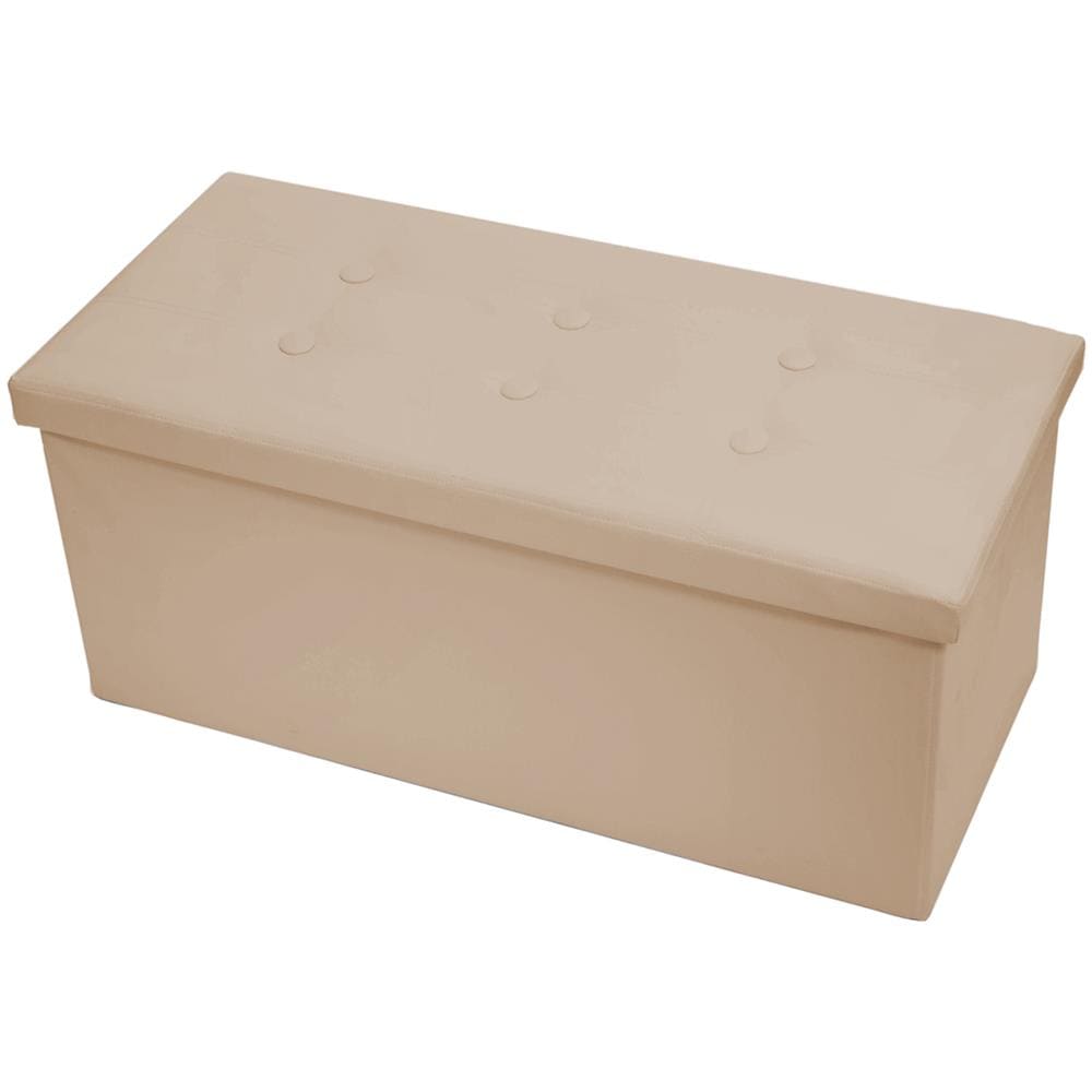 Pouf Contenitore Imbottito Pieghevole In Ecopelle Modello Double Colore Tortora - Foto 1