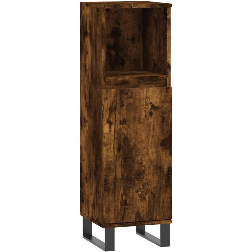 Armadietto Bagno Rovere Fumo 30x30x100 Cm In Legno Multistrato - Foto 2
