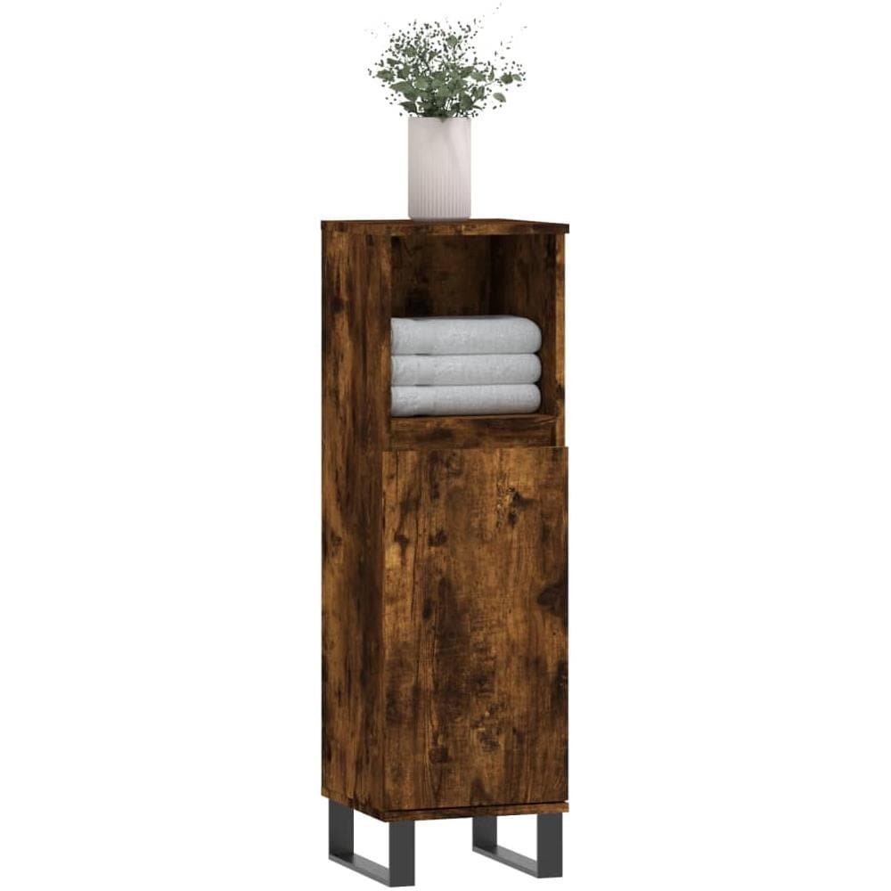 Armadietto Bagno Rovere Fumo 30x30x100 Cm In Legno Multistrato - Foto 3