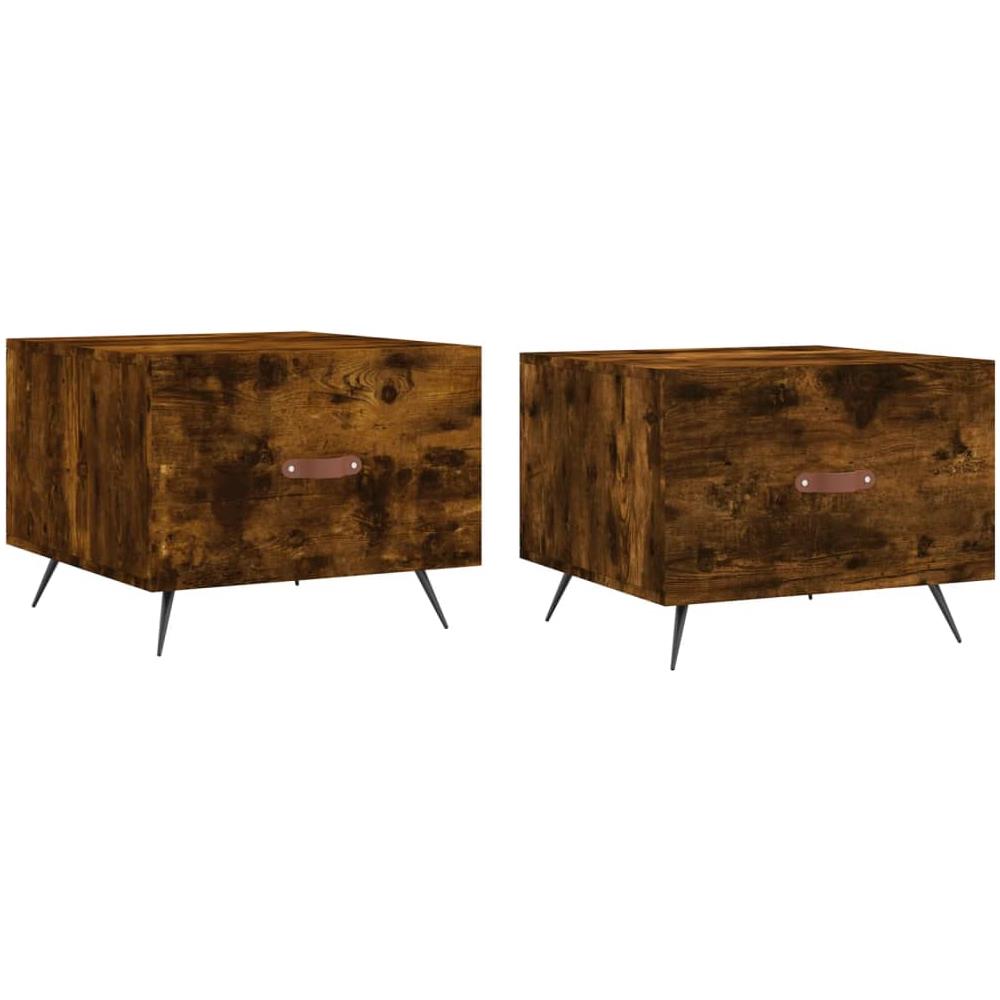 Tavolini Salotto 2 Pz Rovere Fumo 50x50x40cm Legno Multistrato - Foto 2