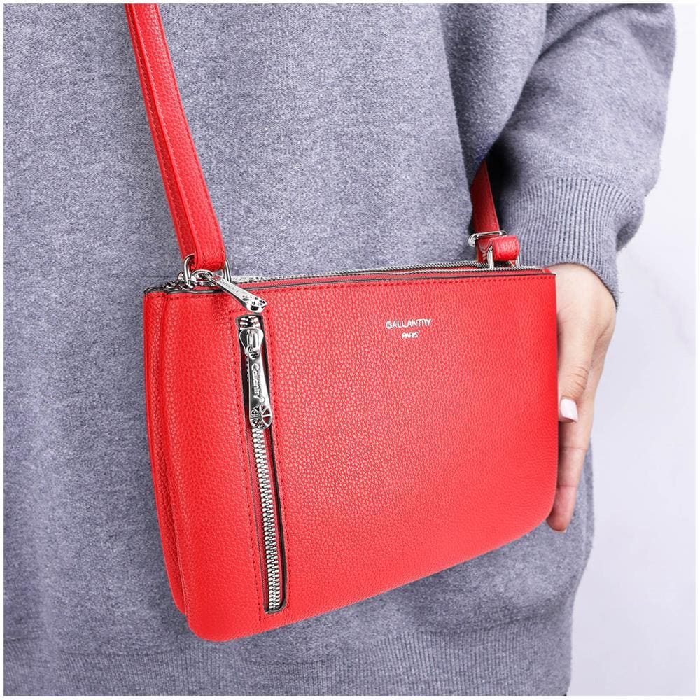 Borsa A Tracolla In Similpelle Martellata, Rosso - Foto 5