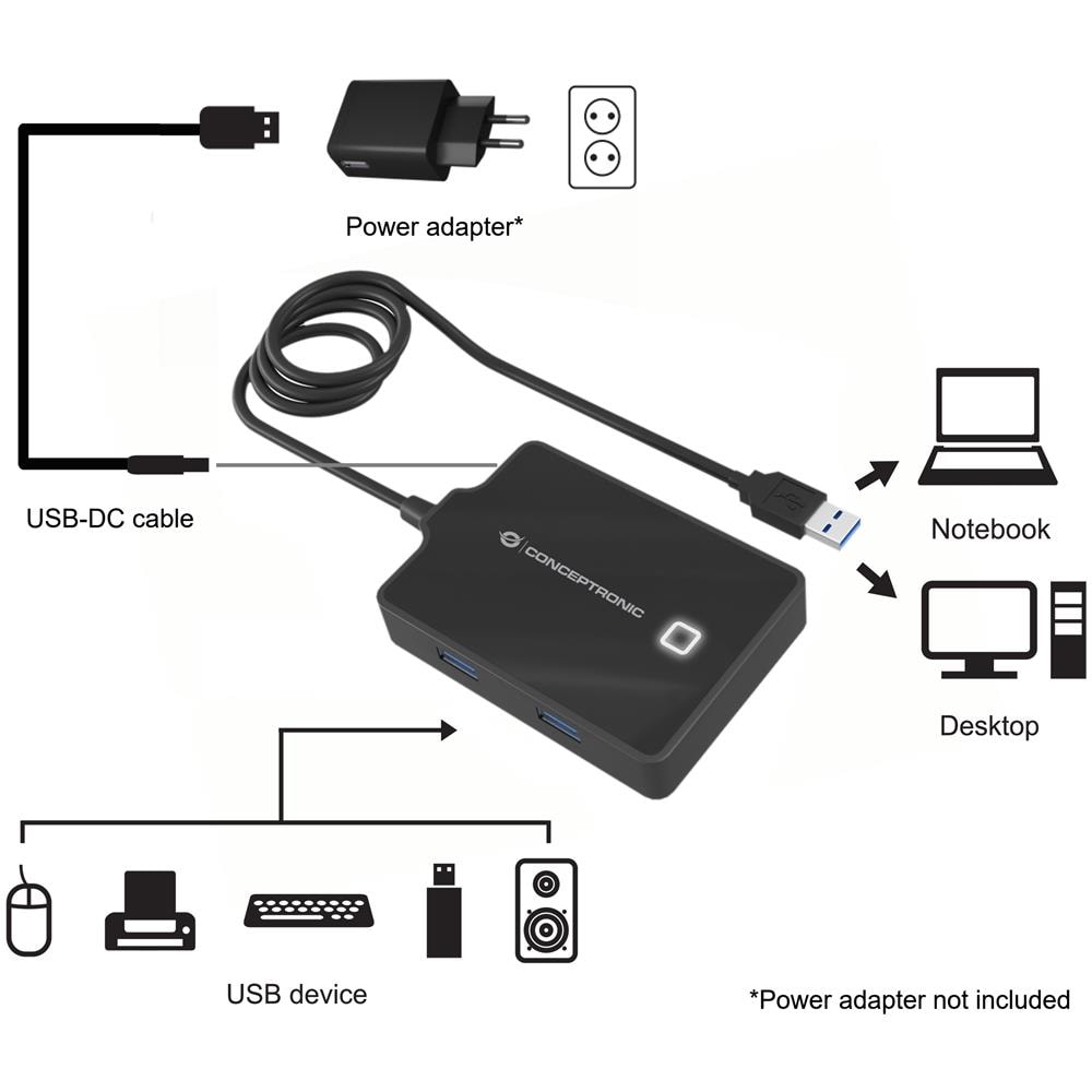 HUBBIES11B replicatore di porte e docking station per laptop USB 3.2 Gen 1 (3.1 Gen 1) Type-A Nero - Foto 2