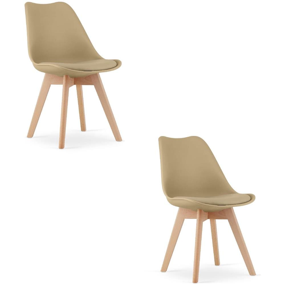Sedia RIXK - Design moderno beige scuro con gambe in faggio x 2 - Foto 1