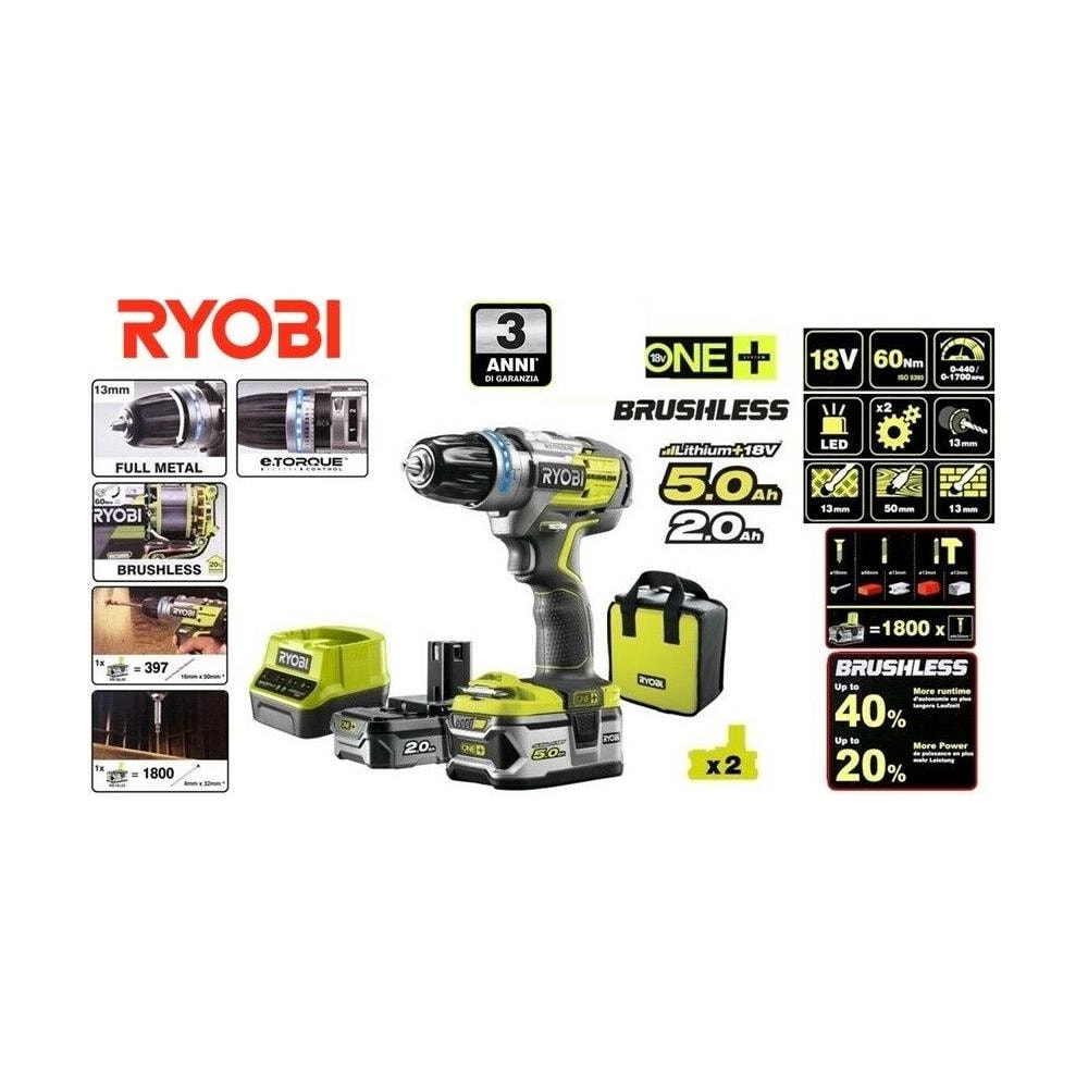 Trapano Avvitatore Impatto Brushless 18v Oneplus - 2 Batterie Lithiumplus 5ah - 2ah - Quick Charger 2.0ah - R18pdb - Foto 6