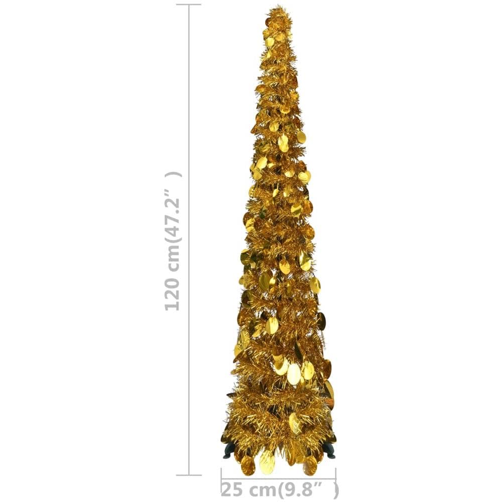 Albero di Natale Artificiale Apribile Dorato 120 cm PET - Foto 8