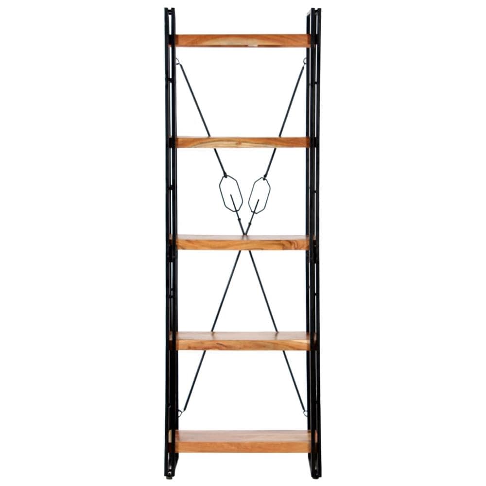 Libreria A 5 Ripiani 60x30x180 Cm In Legno Massello Di Acacia - Foto 2