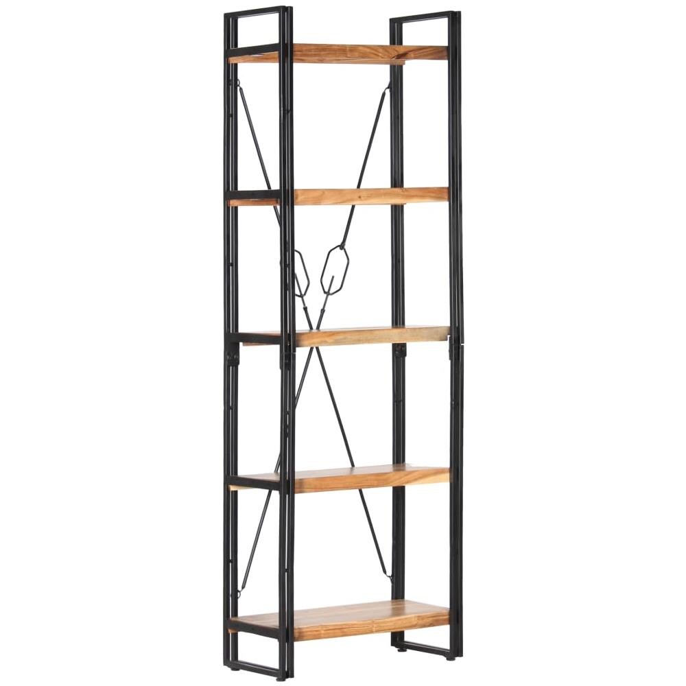 Libreria A 5 Ripiani 60x30x180 Cm In Legno Massello Di Acacia - Foto 8