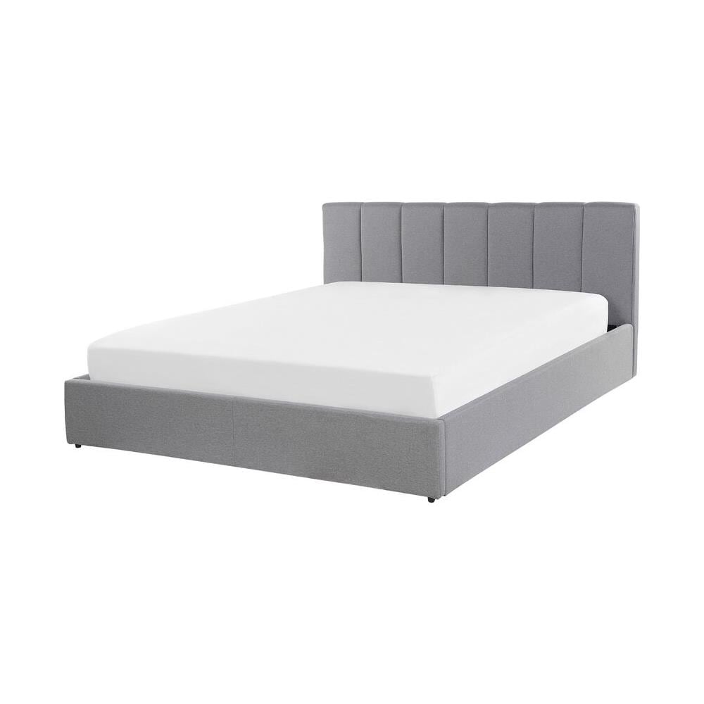 Letto Contenitore In Tessuto Grigio Chiaro 160 X 200 Cm Dreux - Foto 2