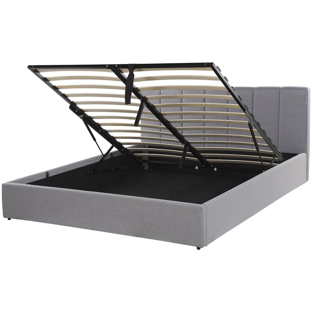 Letto Contenitore In Tessuto Grigio Chiaro 160 X 200 Cm Dreux - Foto 1