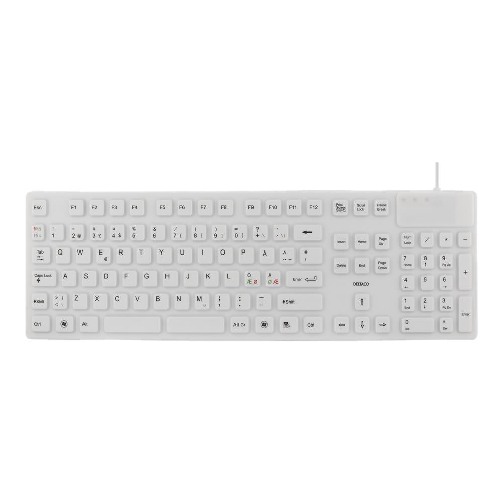 Tastiera Deltaco In Silicone, Ip68, Full Size, 105 Tasti, Bianca - Foto 2