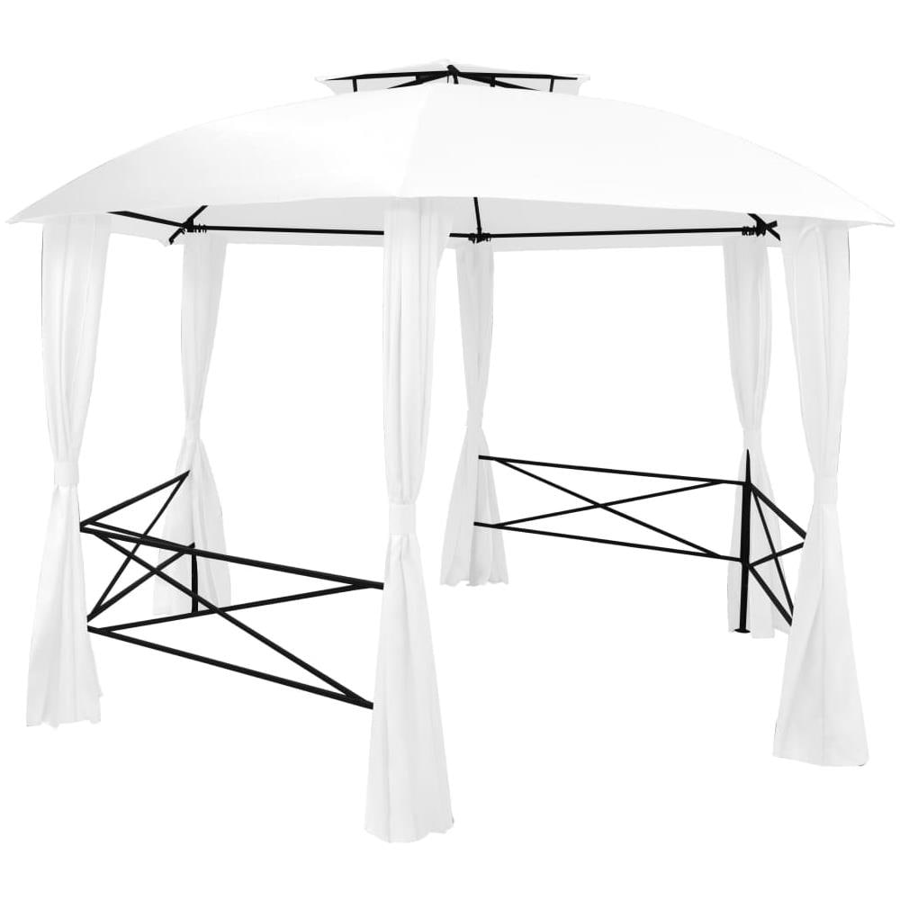 Gazebo da Giardino con Tende 360x312x265 cm Bianco 180 g / m² - Foto 3