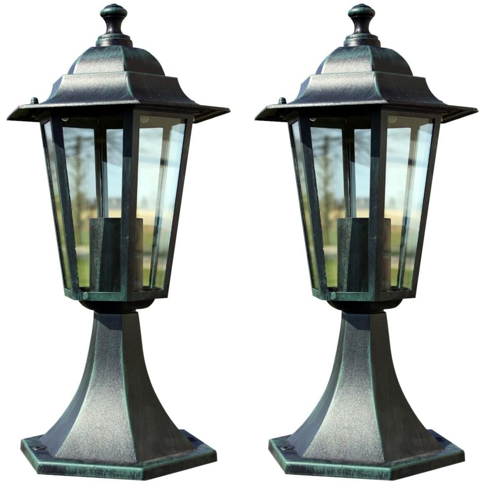 Lampioni da Giardino 2 pz Verde Scuro / Nero in Alluminio - Foto 1