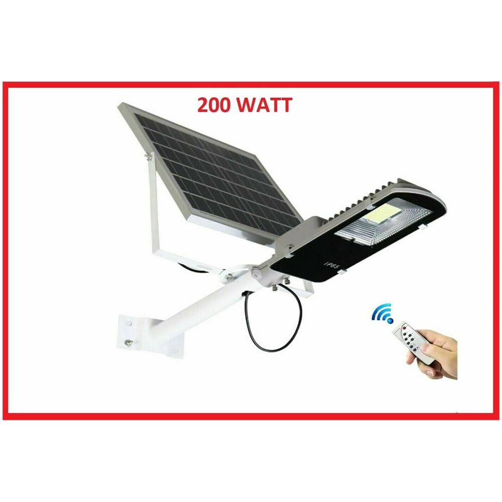 Lampione Stradale Solare 200W Faro Led Con Staffa NERA - Foto 3