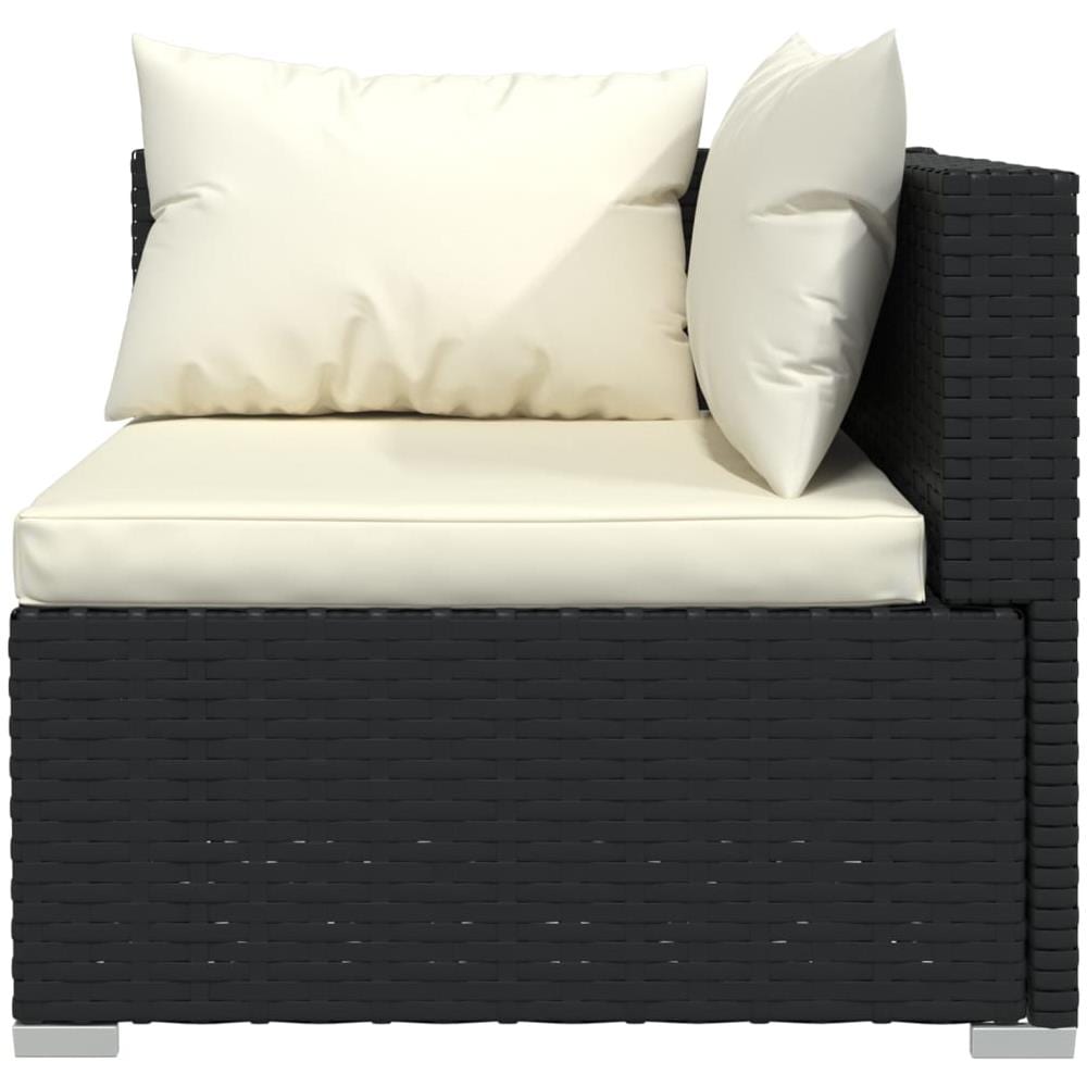 Set Salotto Da Giardino 7 Pz Con Cuscini In Polyrattan Nero - Foto 2